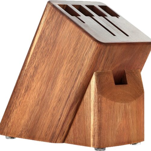 Xinzuo - Houten Messenblok zonder messen | Acaciahout | Luxe en Professioneel | Messenhouder 5-delig | Geschikt voor hakmessen