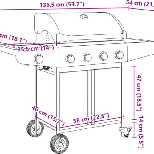 vidaXL Gasbarbecue met 5 branders roestvrij staal zilverkleurig