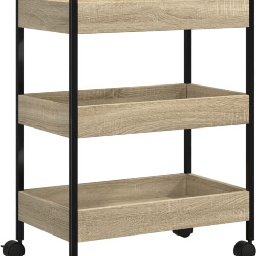 vidaXL - Keukentrolley - 50x30x70 - cm - bewerkt - hout - sonoma - eikenkleurig