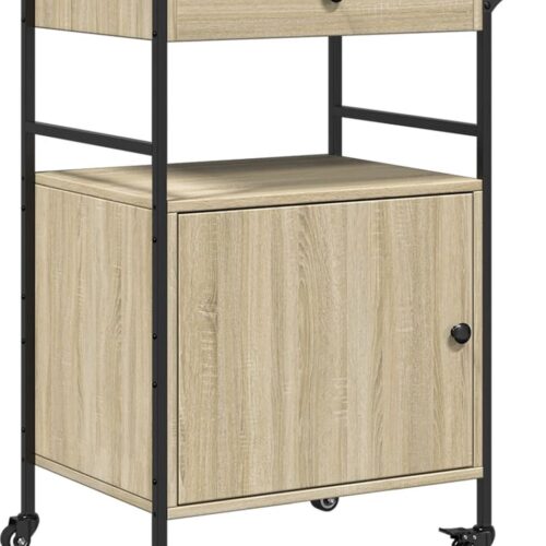 vidaXL - Keukentrolley - 56x43x89,5 - cm - bewerkt - hout - sonoma - eikenkleurig