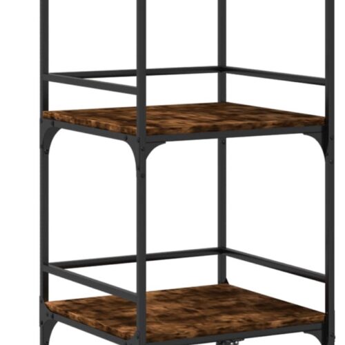 vidaXL - Keukentrolley - 60,5x50x105 - cm - bewerkt - hout - gerookt - eikenkleurig