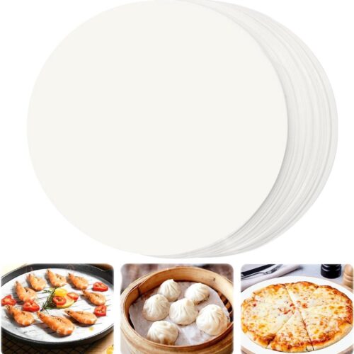 150 stuks ronde bakpapier diameter 26 cm anti-aanbaklaag bestand tegen hoge temperaturen olie- en waterbestendig voor bakvorm friteuse cake pizza bakken (wit)