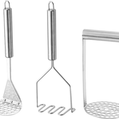3 Pieces Aardappelpuree Maker - Aardappelstamper RVS - Aardappelpestel - Voor Vaatwasser en Groenten en Fruit
