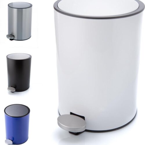 3 liter Badkamer Prullenbak met Deksel - Kleine Pedaalemmer voor Badkamer en Toilet - Roestvrij Stalen Afvalemmer - Wit