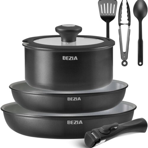 ACEP Pannenset inductie - pannensets - pannen set - Pannenset met afneembaar handvat - Keramische anti-aanbaklaag - Met keukengerei