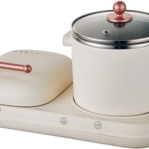 Adler AD 6421 - Multicooker - Ontbijtstation 2 in 1 - grill en kookpot - Retro-design voor kleine keukens 1100-1320W Multifunctioneel voor ontbijt en meer