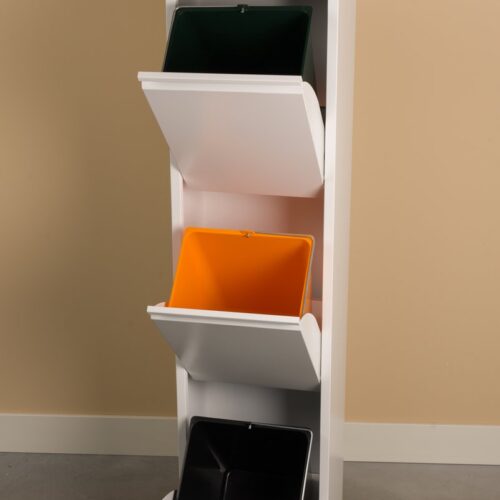 Afvalbak - vuilnisbak - vuilnisemmer - afvalemmer - afvalscheiding prullenbak - 3 binnenemmers van 16 liter - wit