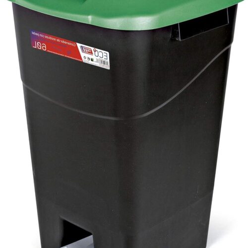 Afvalemmer 60 liter - met pedaal - zwart/groen