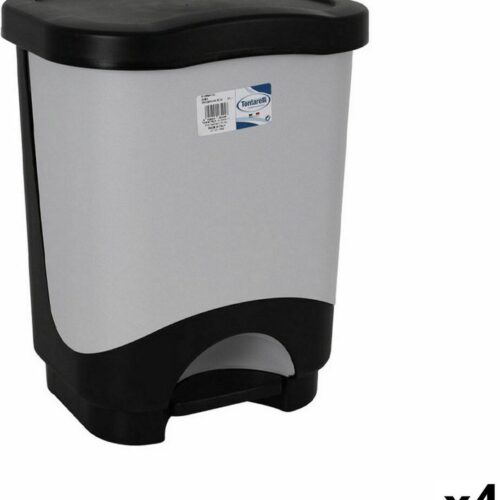 Afvalemmer met Pedaal Tontarelli Idea 24 L Zwart Grijs 35 x 29 x 44,5 cm (4 Stuks)