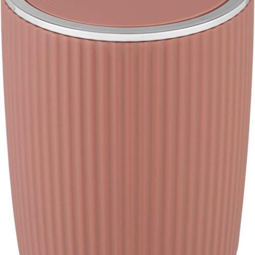 Agropoli L oudroze prullenbak klapdeksel - 55 liter vuilnisbak badkamer afvalemmer - hoogwaardige kunststof - plastische vormgeving - gestructureerd oppervlak - Ø 19 × 27 cm