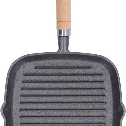 Allecto Plus - Multifunctionele Gietijzeren Grillpan voor Grillen, Braden en Sauteren met Anti-aanbaklaag