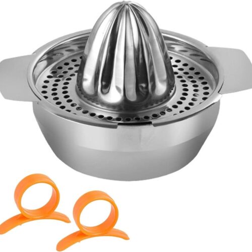 Allecto Plus - Sapcentrifuge van Roestvrij Staal voor Vers Sinaasappelsap - Handmatige Fruitpers - Eenvoudig te Reinigen - Huishoudelijke Citruspers met Houder