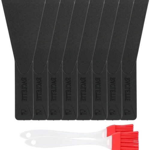 Allecto Premium - Kunststof spatel set, 8-delige rakelspatel keukengerei voor kaas, fondue, pannen - Krasbestendige schrapers met gratis penselen