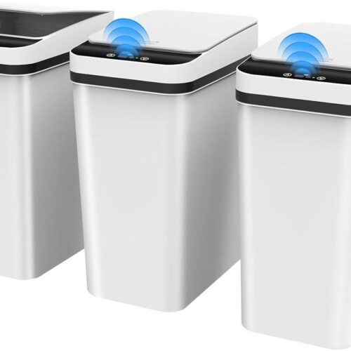 Allecto Premium - Set van 3 kleine afvalemmers 10 liter voor kantoor, badkamer, keuken en slaapkamer - Moderne prullenmand (wit)