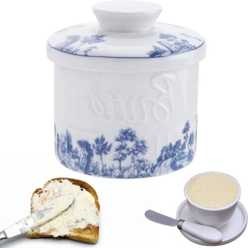 Allecto plus - Keramische Botervloot in Franse Stijl, Ronde Botervloot voor Thuisgebruik