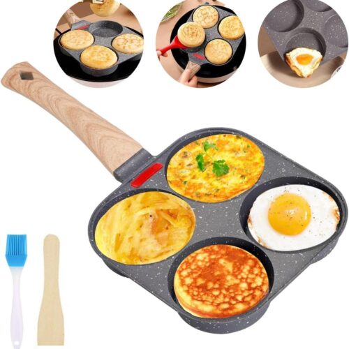 Allecto plus - Pannenkoekenpan met deksel en 4 gaten, temperatuurgevoelig, anti-aanbaklaag, geschikt voor inductie en gasfornuis