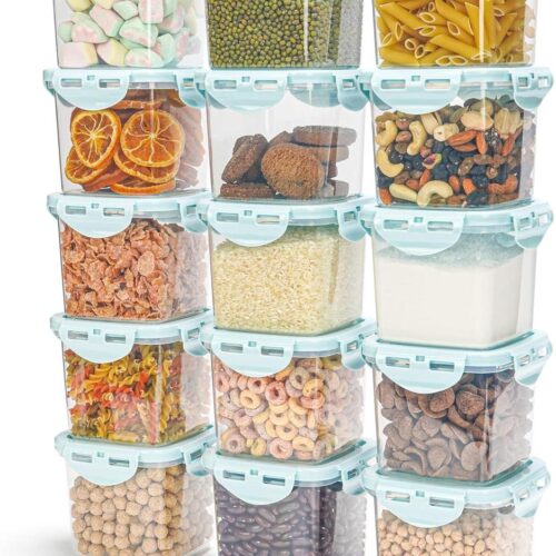 Allecto plus - Voedselcontainers set van 15 - 650 ml - Stapelbare diepvries- en bewaarbakjes - BPA-vrij - Magnetronbestendig