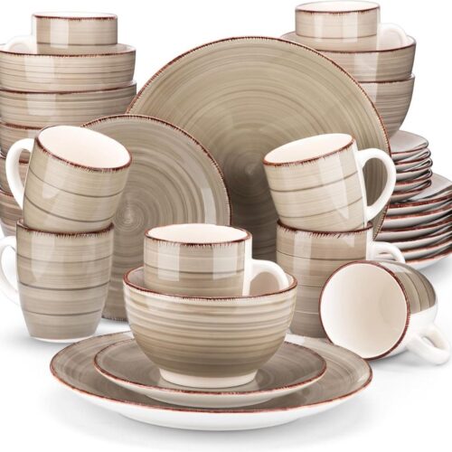 ApexArte® Serviesset 8 Persoons - Serviessets - Bordenset - Chique Bordenset - Porselein - Bruin