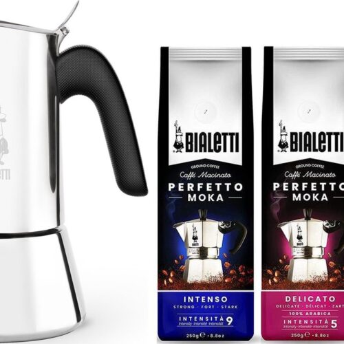 Bialetti Venus Percolator RVS 2 kops + Bialetti Koffiepakket 3 x 250gr