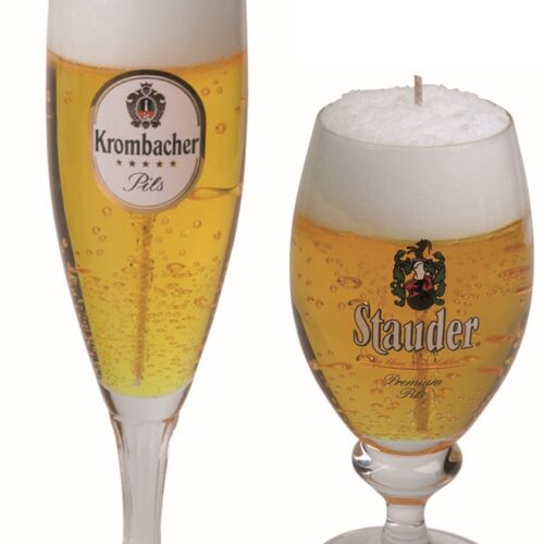 Bierkaarsen - 2x st - Stauder en Krombacher bierglas kaarsen - bier cadeau voor mannen - vaderdag cadeau - gadget voor opa of oom