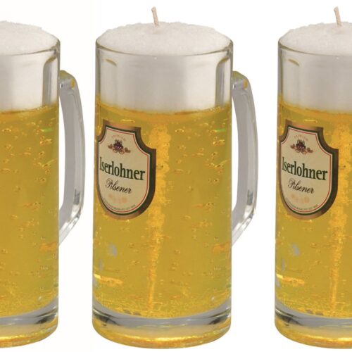 Bierpul kaars - 3x - Duits bier - 15 cm - Bierkaars - Bierglas gadget - Vaderdag of verjaardag cadeau