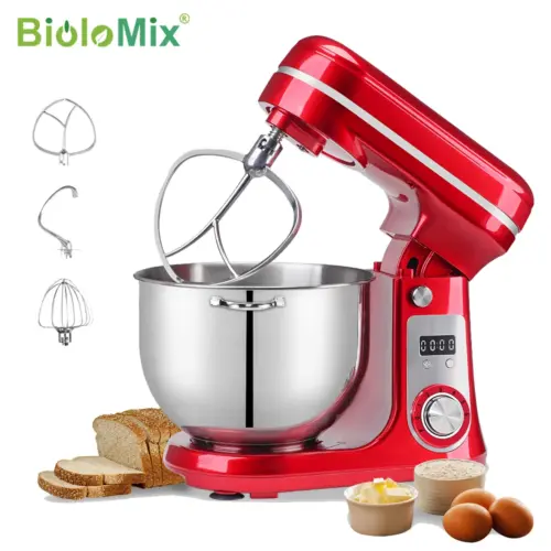 BioloMix keukenvoedselmixer, blender, stille motor, crème eiergarde, zweepdeegkneder, 6 snelheden, 1200 W, 6 l, DC