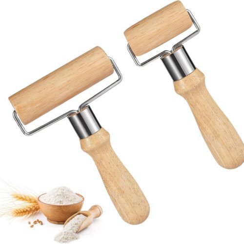Brenzoos - Deegroller set - 2 stuks kleine en middelgrote deegrollers van hout voor kinderen - ideaal voor fondant, pizza, cake en meer