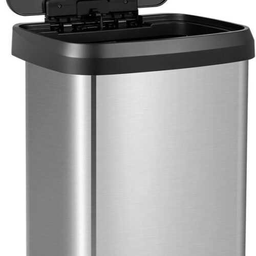 COSTWAY Vuilnisemmer keuken, 50L afvalemmer, pedaalemmer met zacht sluitend deksel, afvalscheidingssysteem incl. deodorisatievak, van roestvrij staal en kunststof