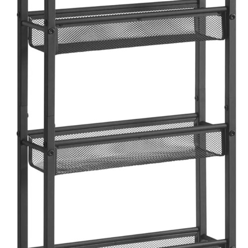 CYRO - Keukentrolley - Serveerwagen - Serveerwagen op wieltjes - Trolley keuken op wieltjes - 4 laags - Stalen handgreep - Vintabruin - Zwart