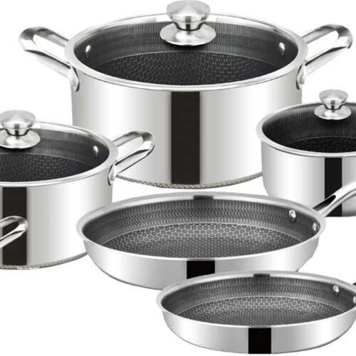 Cheffinger Pannenset - 10-delig - RVS - Honingraat - Inductie