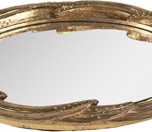 Clayre & Eef Dienblad 45x25 cm Goudkleurig Kunststof Glas Ovaal