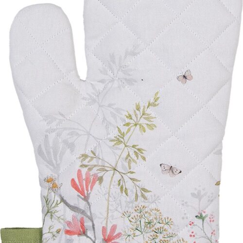 Clayre & Eef Ovenwant 18x30 cm Wit Katoen Bloemen