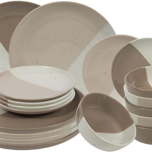 Cookinglife Serviesset Leem 18-delig / 6 personen - 6 dinerborden, 6 ontbijtborden en 6 kommen