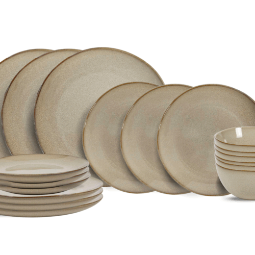 Cookinglife Serviesset Sabi Beige 18-delig / 6 personen - 6 dinerborden, 6 ontbijtborden en 6 kommen