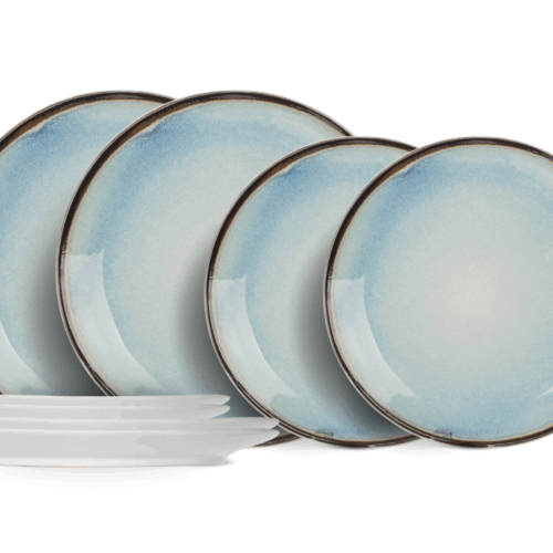 Cosy & Trendy Serviesset / Bordenset Fez Blauw - 8-delig / 4 personen - 4 dinerborden en 4 ontbijtborden