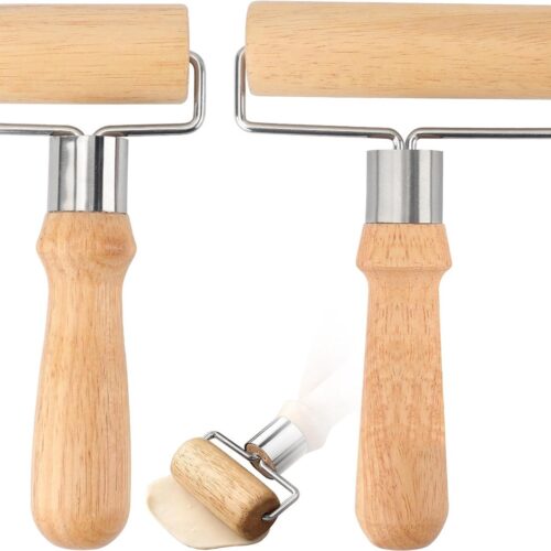 Deegroller, kleine en middelgrote deegroller, T-vormige rolstaaf, deegroller voor pizza, bladerdeeg, knoedelhuiden en gebakken taarten, 2 stuks