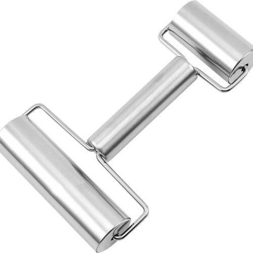 Deegroller met 2 rollen, gladde roestvrijstalen deegroller - Maakt het uitrollen van deeg gemakkelijker Rollen - Geschikt voor bakdeeg, fondant, pizza, cake en meer