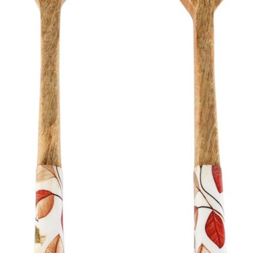 Dekoratief | Slabestek 'Leaf Life', naturel, hout, 28x6x3cm, set van 2 stuks | A258416