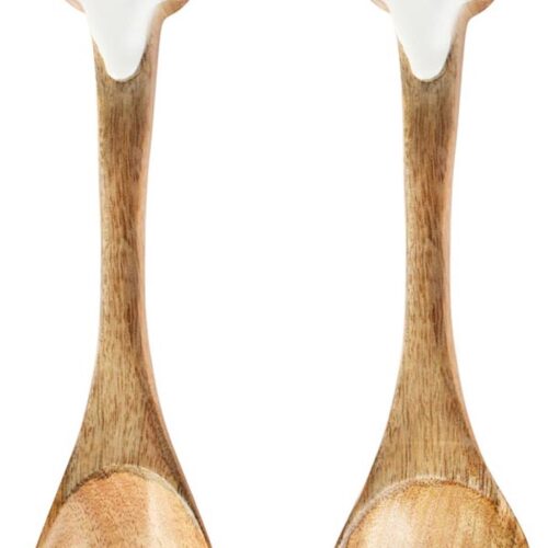 Dekoratief | Slabestek m/rendier, wit/naturel, hout, 28x6x3cm, set van 2 stuks | A258407