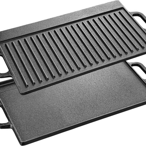 Dubbelzijdige Gietijzeren Grillplaat voor Gas- en Elektrische Grills - 42 x 23 cm