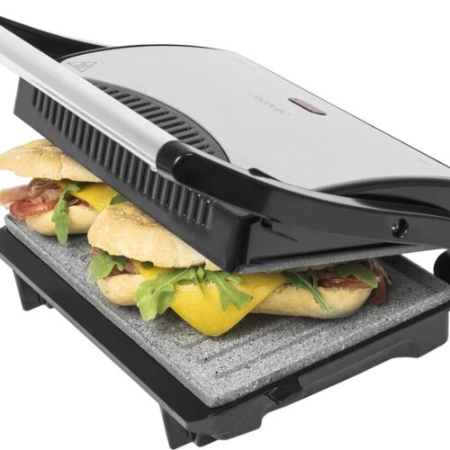 Elektrische Grill met Antiaanbaklaag - Hoogte Verstelbare Contactgrill 700W 23x14,5 cm
