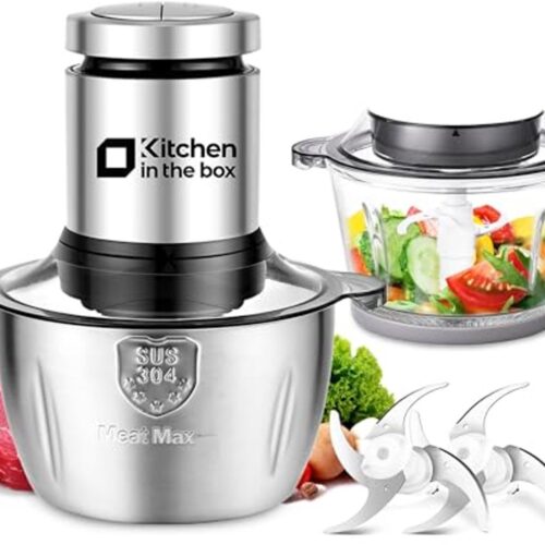 Elektrische Hakmolen 400W met 2 Kommen en 2 Messen - Multi Hakmolen voor Vlees, Groenten, Uien, Fruit en Babyvoeding