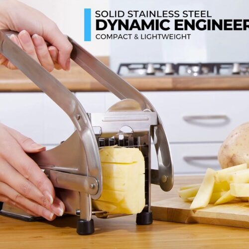 Frietsnijder van roestvrij staal met 12 mm en 9 mm messen - antisliptechnologie - groentesnijder accessoires voor friteuses french fry cutter