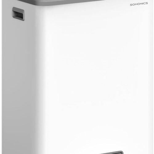 Furnstar Vuilnisemmer voor keuken - Afvalscheidingssysteem 2 x 30 L - 2 vakken voor recycling en restafval - Afvalemmer met binnenemmer - Staal - Softclose deksel - Breed robuust pedaal - Wolkenwit