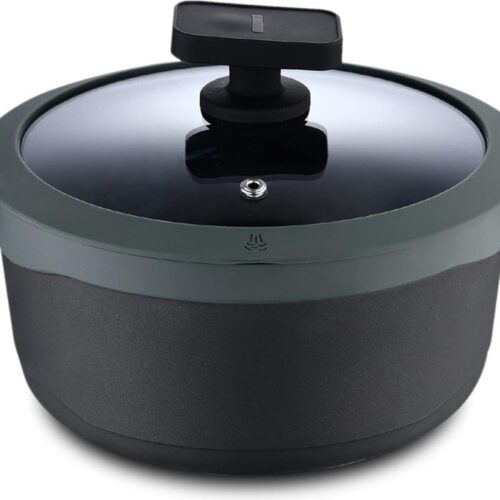 Gastro Reeco Steelpan met deksel, 20 cm en 10 cm hoog, Heatdot, gerecycled gegoten aluminium, anti-aanbaklaag, soft-touch-handgrepen, alle warmtebronnen, alle warmtebronnen, alle