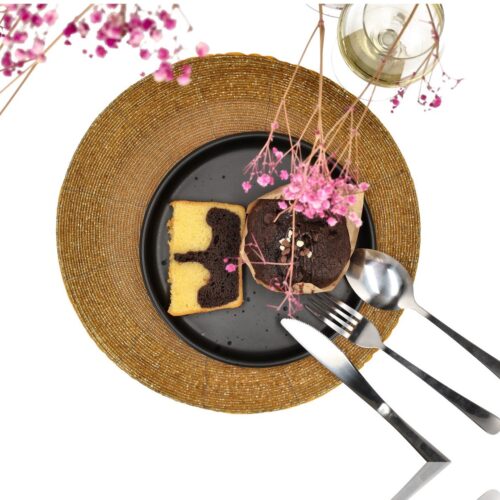 Gebaksbordjes en Ontbijtborden Set van 4 - Mat Zwart met Spikkels - Ø20 cm - Keramiek Servies - Zwart Servies Ronde Borden Set