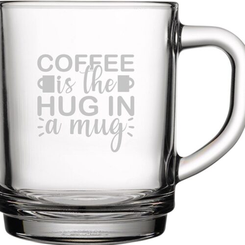 Gegraveerde Koffieglas 25.5cl Coffee is the hug in a mug