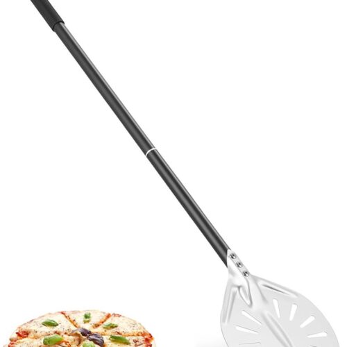Geperforeerde Pizzaschep - Pizzaschep 7 Inch - Hard Geanodiseerd Aluminium Pizzaschep met 52 cm Metalen Handvat - Geschikt voor Grill Of Oven Pizzaoven