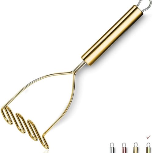 Goodivery - Aardappelstamper - Gouden Aardappelstamper - Roestvrijstalen Hoogwaardige Metalen Aardappelstamper - Keukengerei voor Het Pureren van Voedsel - Goud