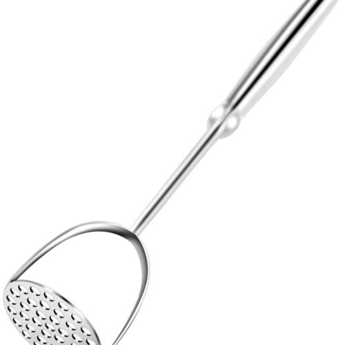 Goodivery - Aardappelstamper - Roestvrijstalen Aardappelstamper met Lange Steel - Aardappelstamper Uit één Stuk - Zilver
